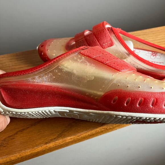 Y2K Vintage Red Jelly Clogs Transparent Strap Slip Ons Retro 90s Size 7 - Picture 7 of 7